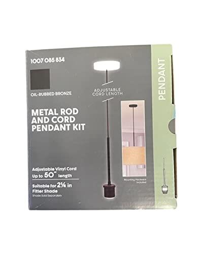 Oil-Rubbed Bronze Metal Rod and Cord Pendant Lighting (Pack of 4)