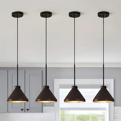 Oil-Rubbed Bronze Metal Rod and Cord Pendant Lighting (Pack of 4)