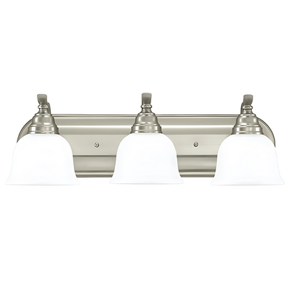 Nickel Three Light Wall Mount Bathroom Light