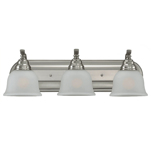 Nickel Three Light Wall Mount Bathroom Light