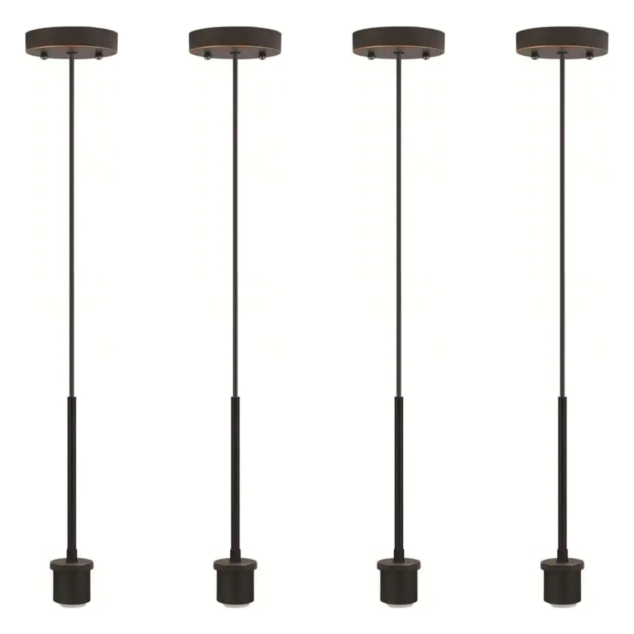 Oil-Rubbed Bronze Metal Rod and Cord Pendant Lighting (Pack of 4)