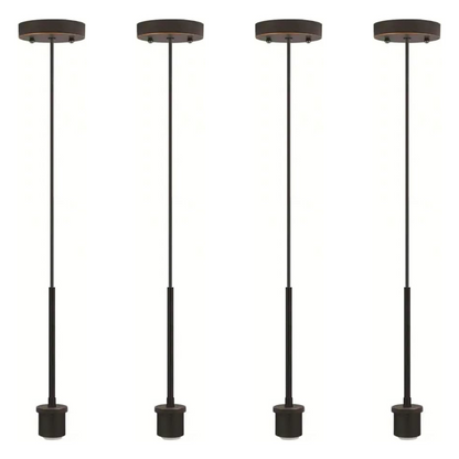 Oil-Rubbed Bronze Metal Rod and Cord Pendant Lighting (Pack of 4)