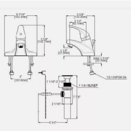 One Piece Middleton 4" Centerset Single Handle Lavatory Faucet